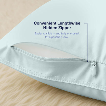 Kickoff Viscose Bamboo Pillowcase, Queen, Set of 2, 100% Organic Hidden Zippered Viscose Bamboo Pillow Case Queen Size, Cooling Pillow Cover for Hot Sleepers (20"x30", Iced Latte)