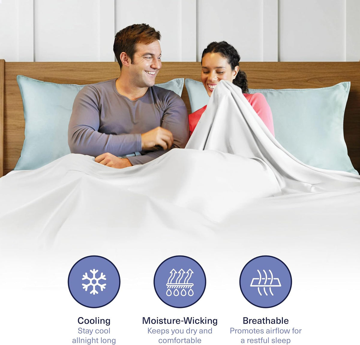 Kickoff Viscose Bamboo Pillowcase, Queen, Set of 2, 100% Organic Hidden Zippered Viscose Bamboo Pillow Case Queen Size, Cooling Pillow Cover for Hot Sleepers (20"x30", Iced Latte)