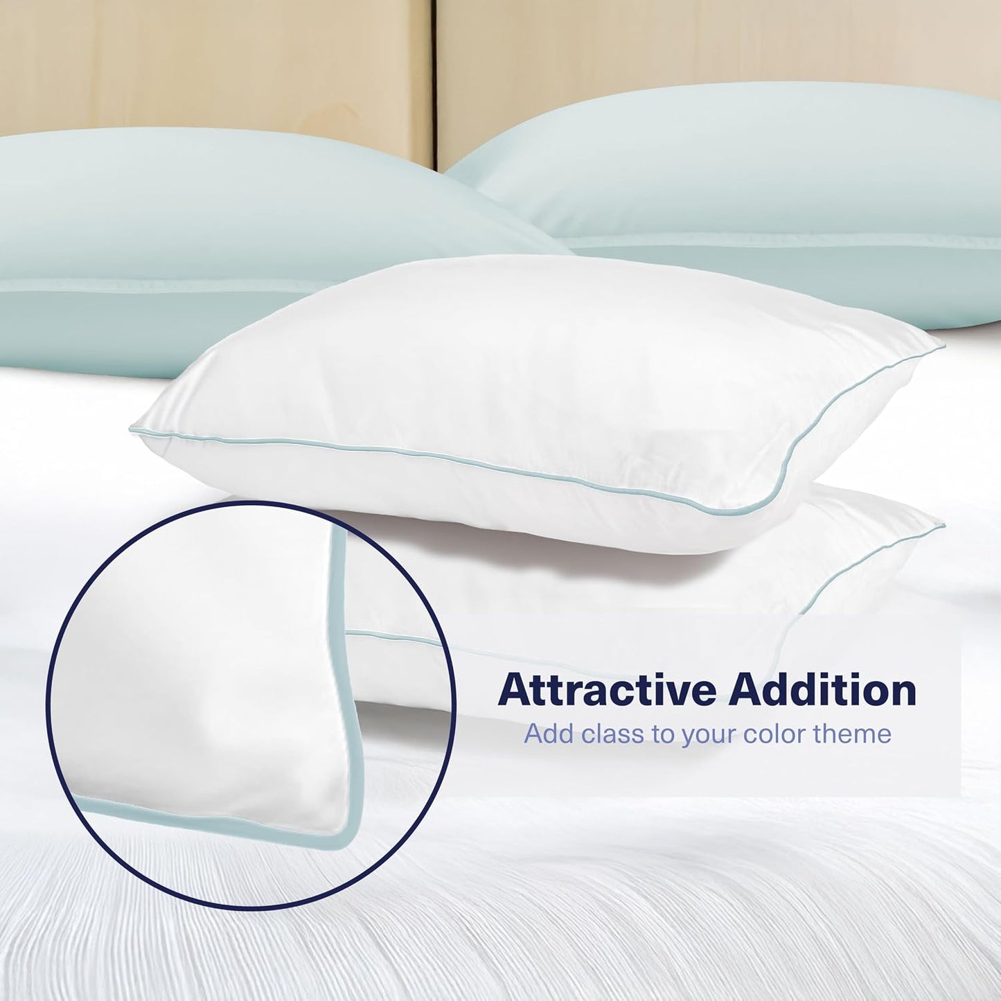 Kickoff Viscose Bamboo Pillowcase, Queen, Set of 2, 100% Organic Hidden Zippered Viscose Bamboo Pillow Case Queen Size, Cooling Pillow Cover for Hot Sleepers (20"x30", Iced Latte)