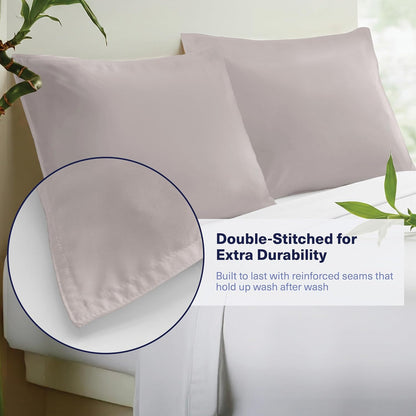 Kickoff Viscose Bamboo Pillowcase, Queen, Set of 2, 100% Organic Hidden Zippered Viscose Bamboo Pillow Case Queen Size, Cooling Pillow Cover for Hot Sleepers (20"x30", Iced Latte)