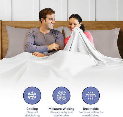 Kickoff Viscose Bamboo Pillowcase, Queen, Set of 2, 100% Organic Hidden Zippered Viscose Bamboo Pillow Case Queen Size, Cooling Pillow Cover for Hot Sleepers (20"x30", Iced Latte)