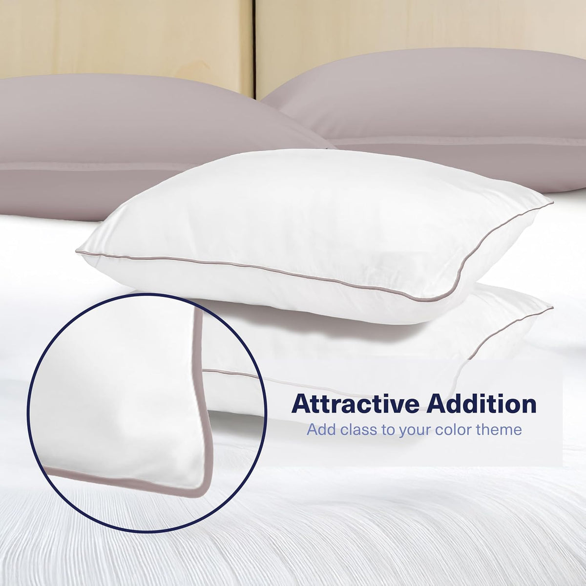 Kickoff Viscose Bamboo Pillowcase, Queen, Set of 2, 100% Organic Hidden Zippered Viscose Bamboo Pillow Case Queen Size, Cooling Pillow Cover for Hot Sleepers (20"x30", Iced Latte)