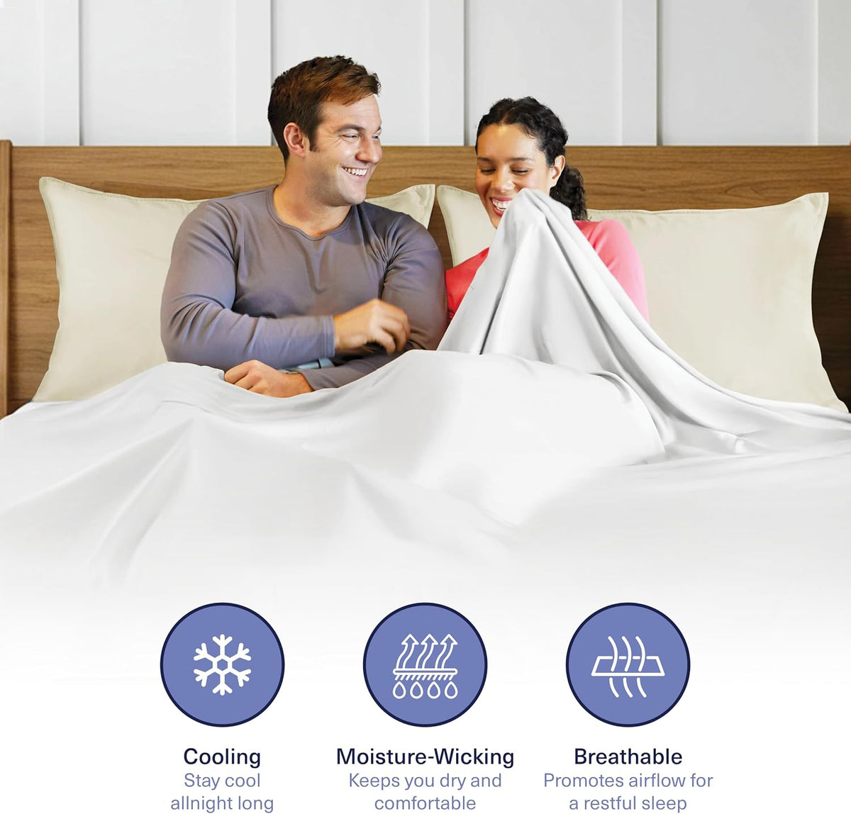 Kickoff Viscose Bamboo Pillowcase, Queen, Set of 2, 100% Organic Hidden Zippered Viscose Bamboo Pillow Case Queen Size, Cooling Pillow Cover for Hot Sleepers (20"x30", Iced Latte)
