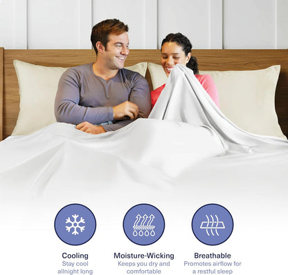 Kickoff Viscose Bamboo Pillowcase, Queen, Set of 2, 100% Organic Hidden Zippered Viscose Bamboo Pillow Case Queen Size, Cooling Pillow Cover for Hot Sleepers (20"x30", Iced Latte)