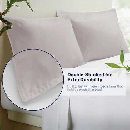 Kickoff Viscose Bamboo Pillowcase, Queen, Set of 2, 100% Organic Hidden Zippered Viscose Bamboo Pillow Case Queen Size, Cooling Pillow Cover for Hot Sleepers (20"x30", Iced Latte)