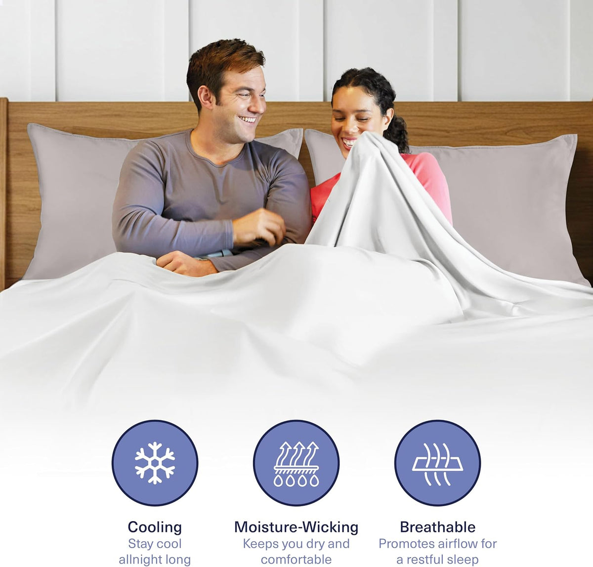 Kickoff Viscose Bamboo Pillowcase, Queen, Set of 2, 100% Organic Hidden Zippered Viscose Bamboo Pillow Case Queen Size, Cooling Pillow Cover for Hot Sleepers (20"x30", Iced Latte)
