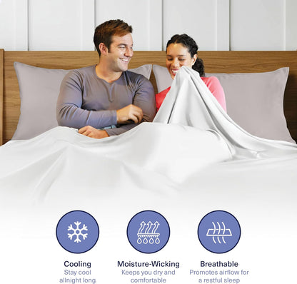 Kickoff Viscose Bamboo Pillowcase, Queen, Set of 2, 100% Organic Hidden Zippered Viscose Bamboo Pillow Case Queen Size, Cooling Pillow Cover for Hot Sleepers (20"x30", Iced Latte)