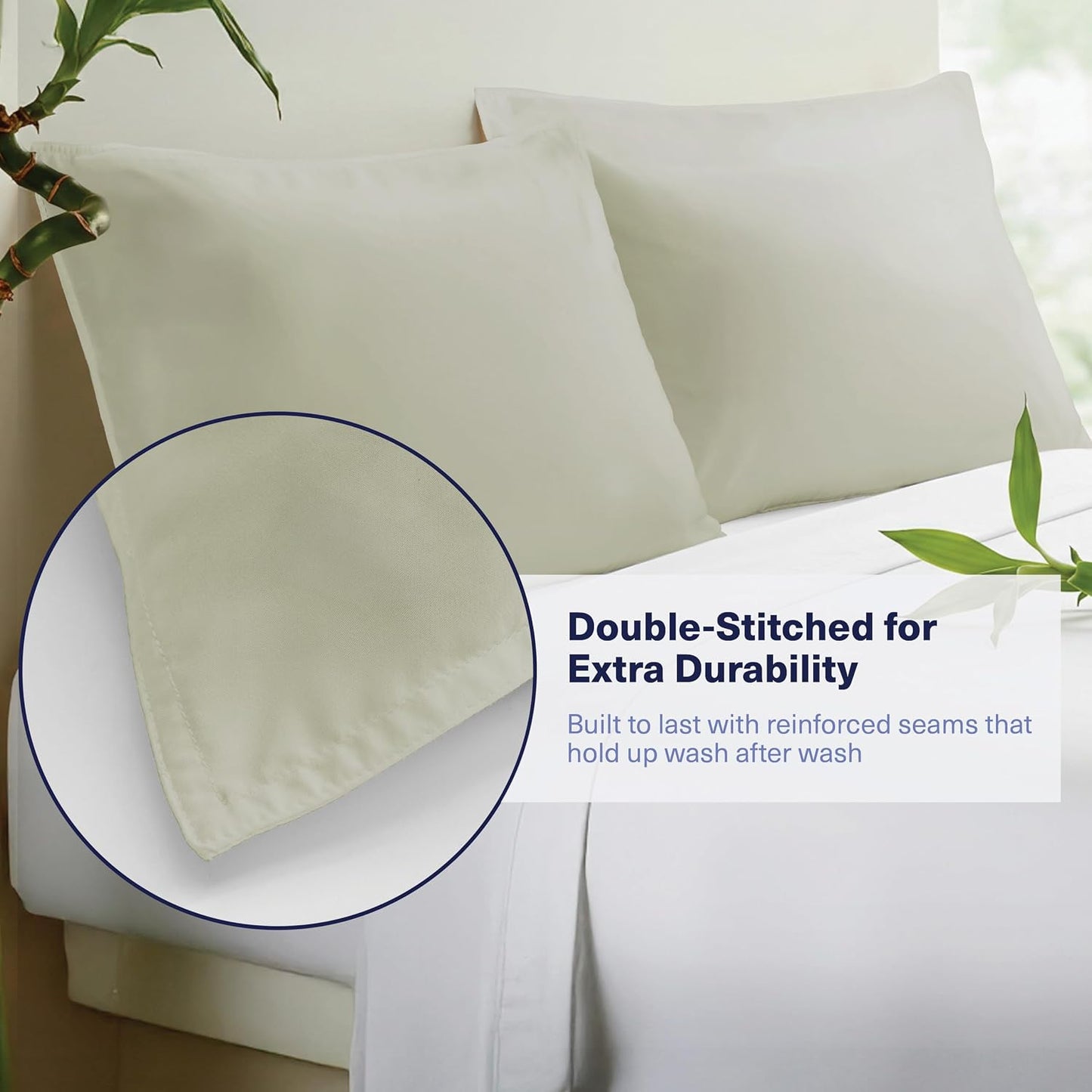 Kickoff Viscose Bamboo Pillowcase, Queen, Set of 2, 100% Organic Hidden Zippered Viscose Bamboo Pillow Case Queen Size, Cooling Pillow Cover for Hot Sleepers (20"x30", Iced Latte)
