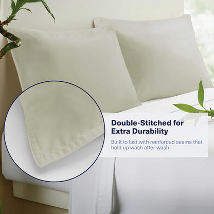 Kickoff Viscose Bamboo Pillowcase, Queen, Set of 2, 100% Organic Hidden Zippered Viscose Bamboo Pillow Case Queen Size, Cooling Pillow Cover for Hot Sleepers (20"x30", Iced Latte)