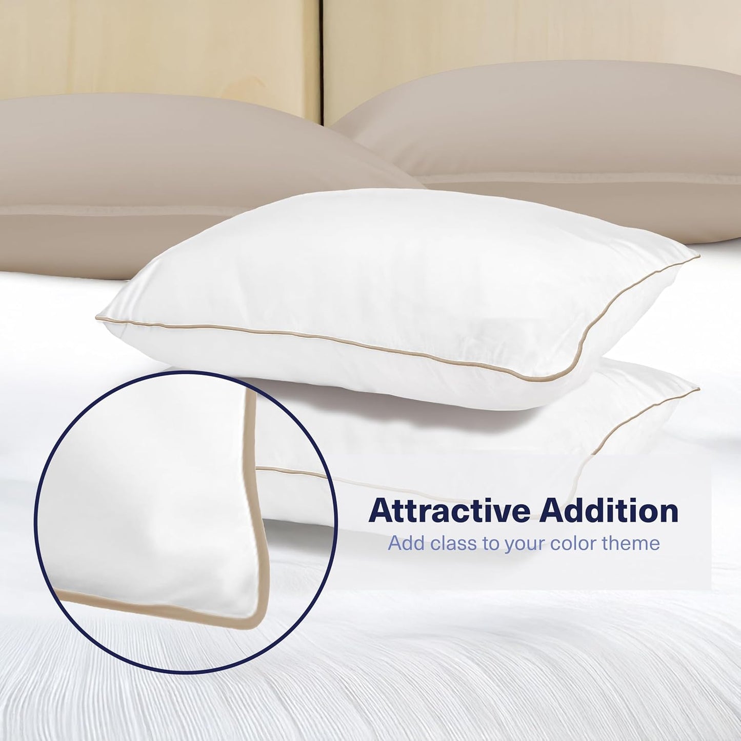 Kickoff Viscose Bamboo Pillowcase, Queen, Set of 2, 100% Organic Hidden Zippered Viscose Bamboo Pillow Case Queen Size, Cooling Pillow Cover for Hot Sleepers (20"x30", Iced Latte)