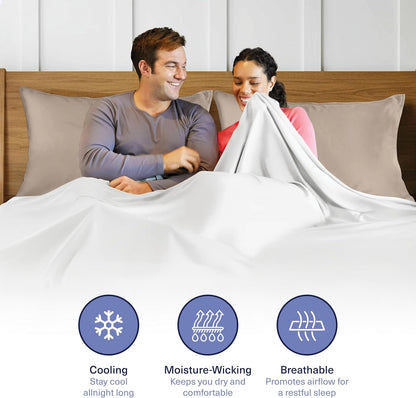 Kickoff Viscose Bamboo Pillowcase, Queen, Set of 2, 100% Organic Hidden Zippered Viscose Bamboo Pillow Case Queen Size, Cooling Pillow Cover for Hot Sleepers (20"x30", Iced Latte)