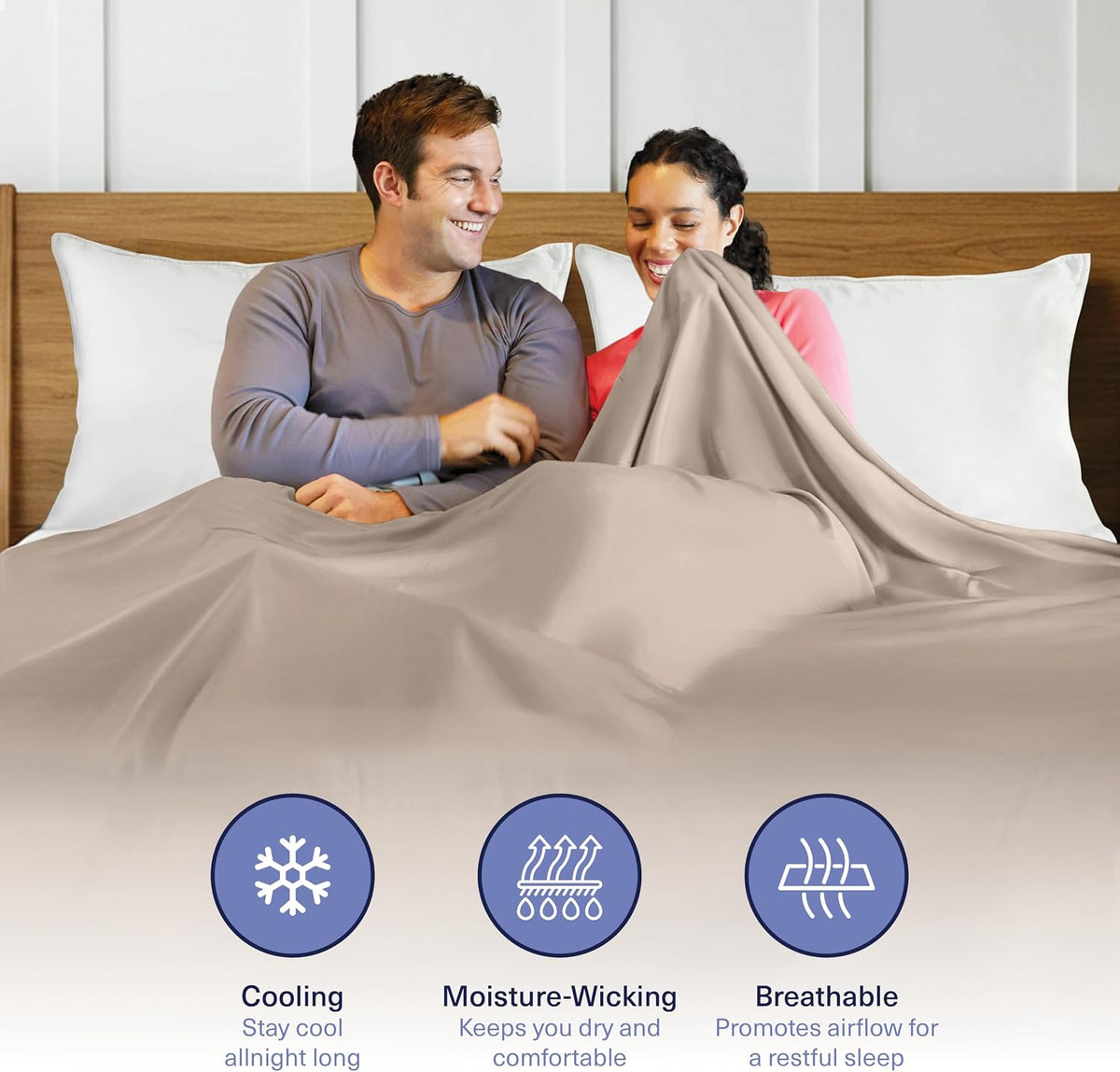 Kickoff Viscose Bamboo Pillowcase, Queen, Set of 2, 100% Organic Hidden Zippered Viscose Bamboo Pillow Case Queen Size, Cooling Pillow Cover for Hot Sleepers (20"x30", Iced Latte)