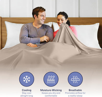 Kickoff Viscose Bamboo Pillowcase, Queen, Set of 2, 100% Organic Hidden Zippered Viscose Bamboo Pillow Case Queen Size, Cooling Pillow Cover for Hot Sleepers (20"x30", Iced Latte)
