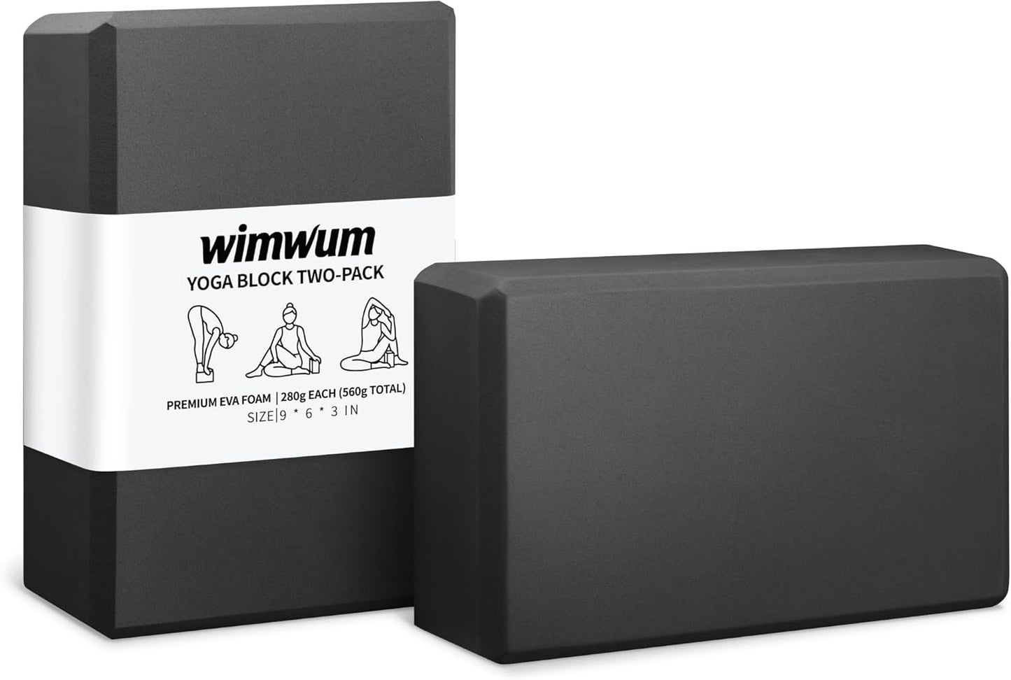 High Density EVA Yoga Blocks 2 Pack, 280g Pro-Level Exercise Brick (46-50 Shore C Firmness), Odor-Free & Non-Slip Foam Props for Yoga, Pilates & Stretching