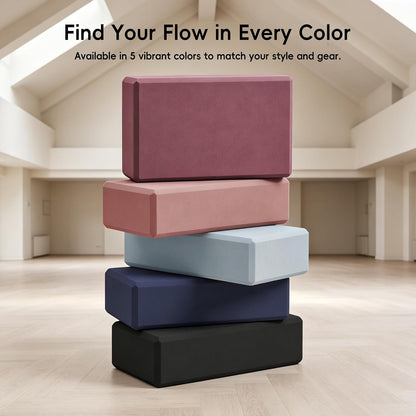 High Density EVA Yoga Blocks 2 Pack, 280g Pro-Level Exercise Brick (46-50 Shore C Firmness), Odor-Free & Non-Slip Foam Props for Yoga, Pilates & Stretching