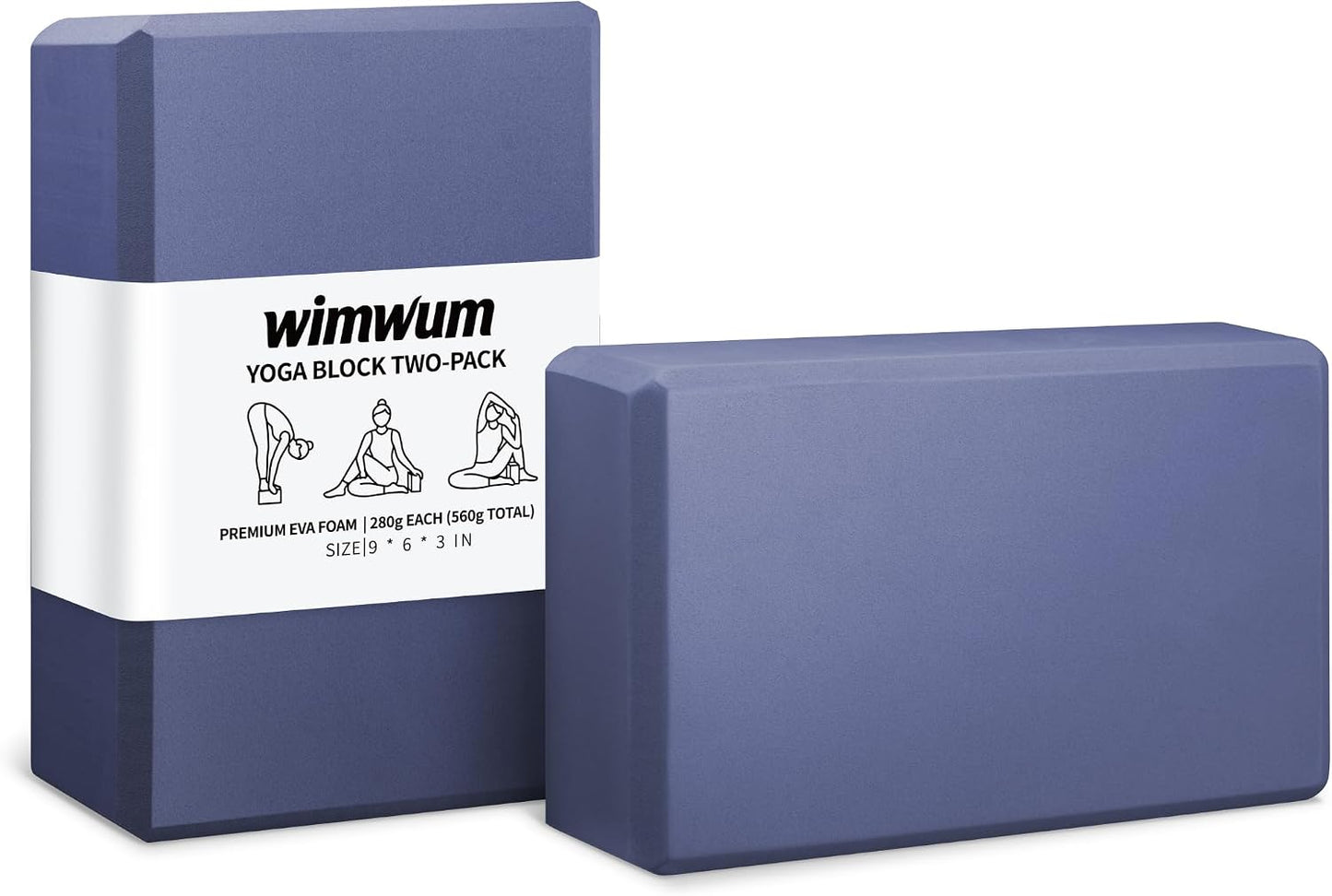 High Density EVA Yoga Blocks 2 Pack, 280g Pro-Level Exercise Brick (46-50 Shore C Firmness), Odor-Free & Non-Slip Foam Props for Yoga, Pilates & Stretching