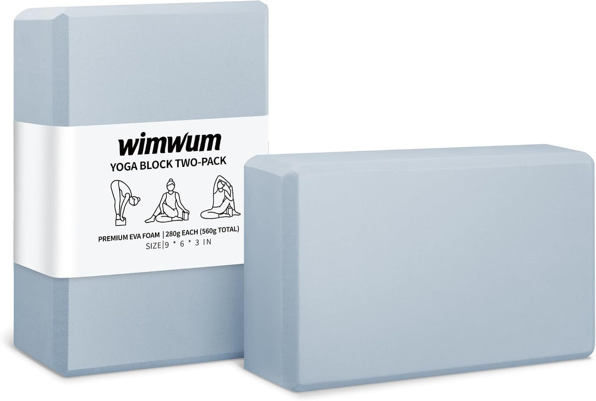 High Density EVA Yoga Blocks 2 Pack, 280g Pro-Level Exercise Brick (46-50 Shore C Firmness), Odor-Free & Non-Slip Foam Props for Yoga, Pilates & Stretching