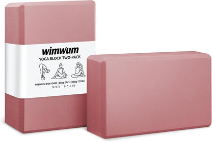 High Density EVA Yoga Blocks 2 Pack, 280g Pro-Level Exercise Brick (46-50 Shore C Firmness), Odor-Free & Non-Slip Foam Props for Yoga, Pilates & Stretching
