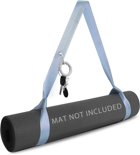 Yoga Mat Strap with Carabiner Clip, Adjustable Carrier for Yoga Mats, Sky Blue [MAT NOT Included]