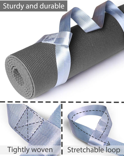 Yoga Mat Strap with Carabiner Clip, Adjustable Carrier for Yoga Mats, Sky Blue [MAT NOT Included]
