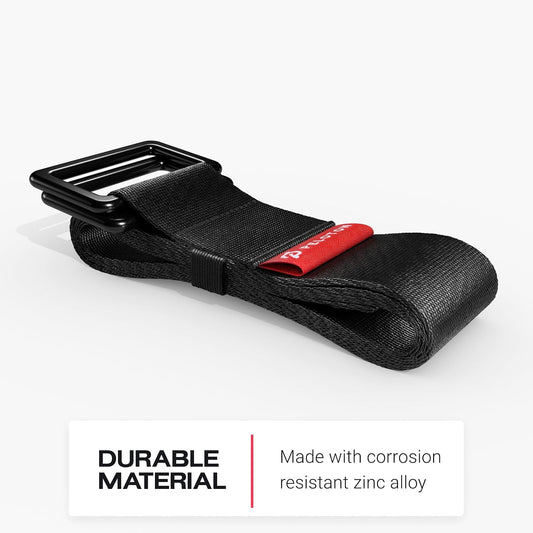 Yoga Strap | 6 ft. Adjustable and Durable Nylon Strap with Corrosion Resistant Zinc Alloy Rings for Stretching, Pilates, and Exercise, Black