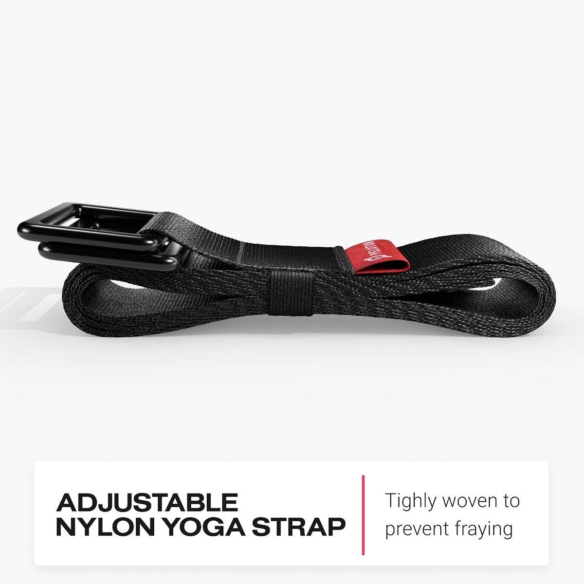 Yoga Strap | 6 ft. Adjustable and Durable Nylon Strap with Corrosion Resistant Zinc Alloy Rings for Stretching, Pilates, and Exercise, Black