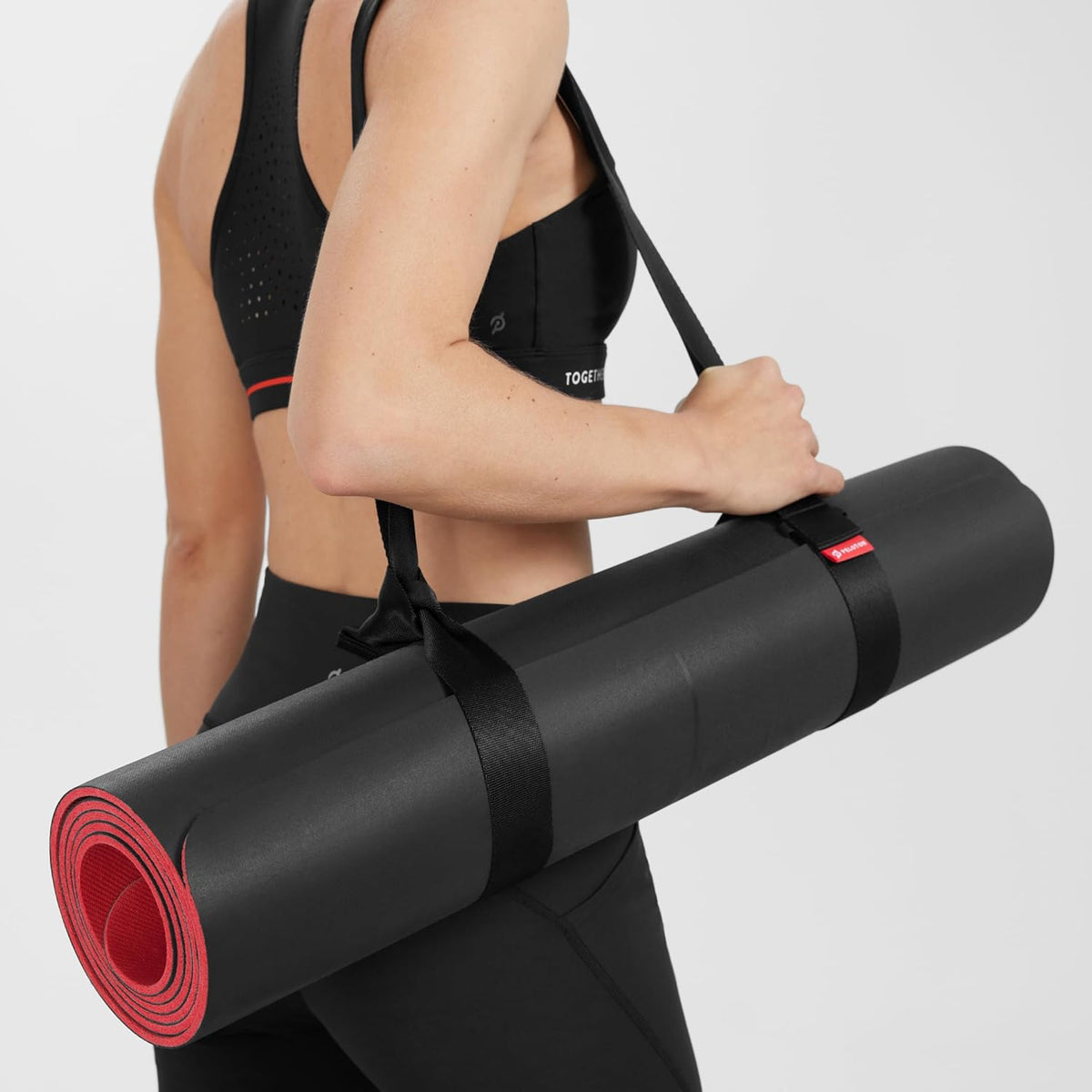 Yoga Strap | 6 ft. Adjustable and Durable Nylon Strap with Corrosion Resistant Zinc Alloy Rings for Stretching, Pilates, and Exercise, Black