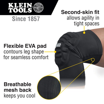 60492 Knee Pads, Lightweight Padded Knee Sleeves, Breathable Mesh Back, Elastic Cuff with Slip-Resistant Silicone, Black, M/L