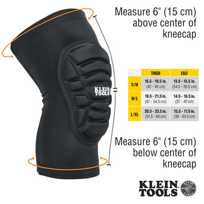 60492 Knee Pads, Lightweight Padded Knee Sleeves, Breathable Mesh Back, Elastic Cuff with Slip-Resistant Silicone, Black, M/L