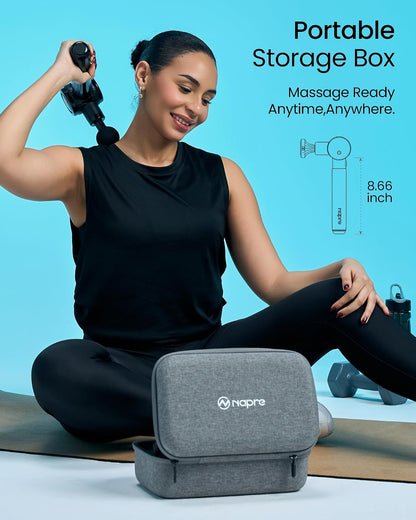 Massage Gun with Heat,Massage Gun Deep Tissue with Extension Handle & 3 Adjustable Angles,Handheld Percussion Back Massager for Muscle/Neck/Body Pain Relief with Portable Case,Blue