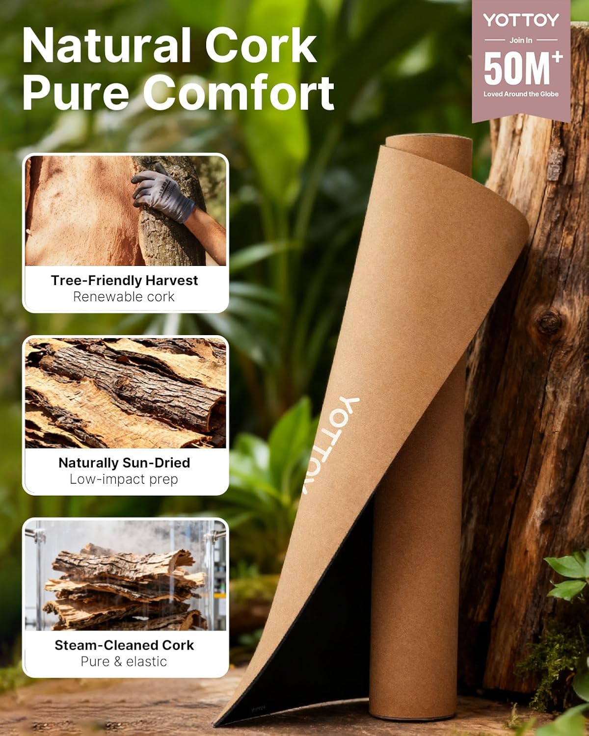 Yoga Mat,Non-Slip Hot Yoga Mat with Anti-Tear Design and Friendly Natural Rubber Mat with Strap and Bag