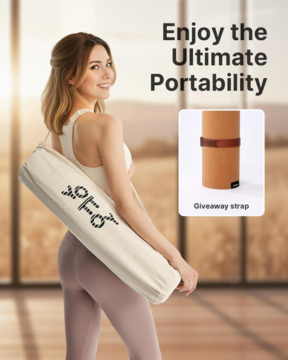 Yoga Mat,Non-Slip Hot Yoga Mat with Anti-Tear Design and Friendly Natural Rubber Mat with Strap and Bag