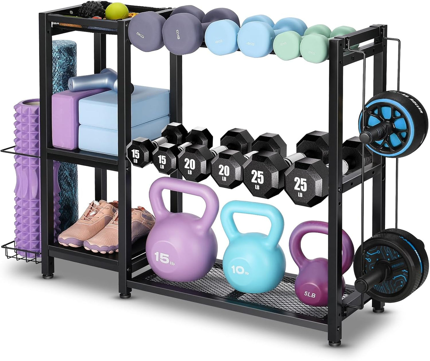 Dumbbell Rack Stand Only - Adjustable Weight Rack for Home Gym, Heavy-Duty Weight Stand for Dumbbells Kettlebells