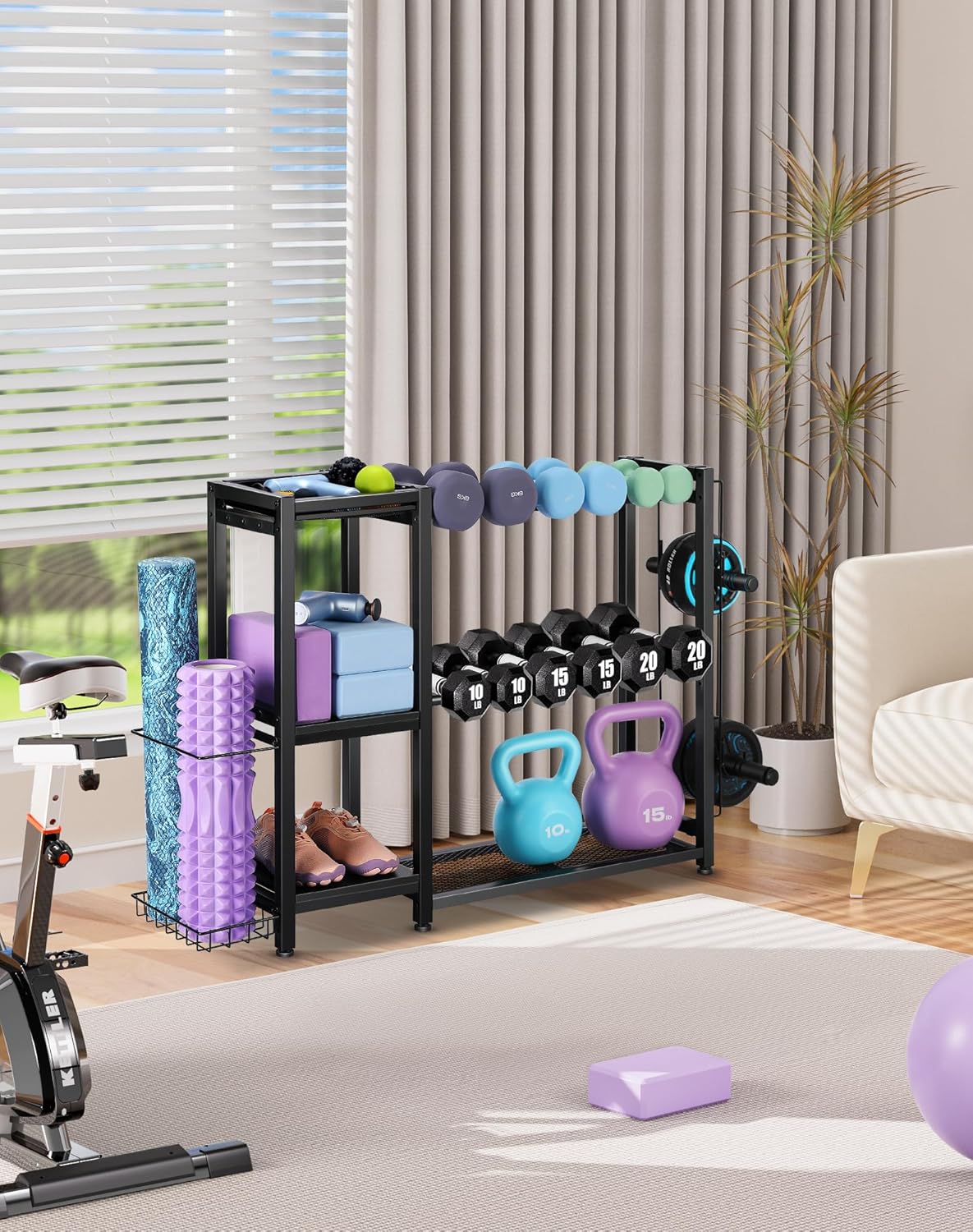 Dumbbell Rack Stand Only - Adjustable Weight Rack for Home Gym, Heavy-Duty Weight Stand for Dumbbells Kettlebells