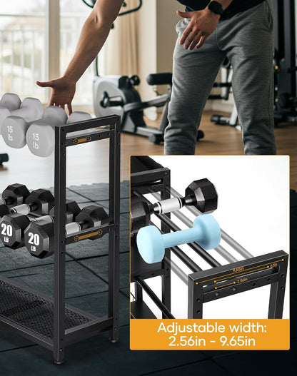 Dumbbell Rack Stand Only - Adjustable Weight Rack for Home Gym, Heavy-Duty Weight Stand for Dumbbells Kettlebells