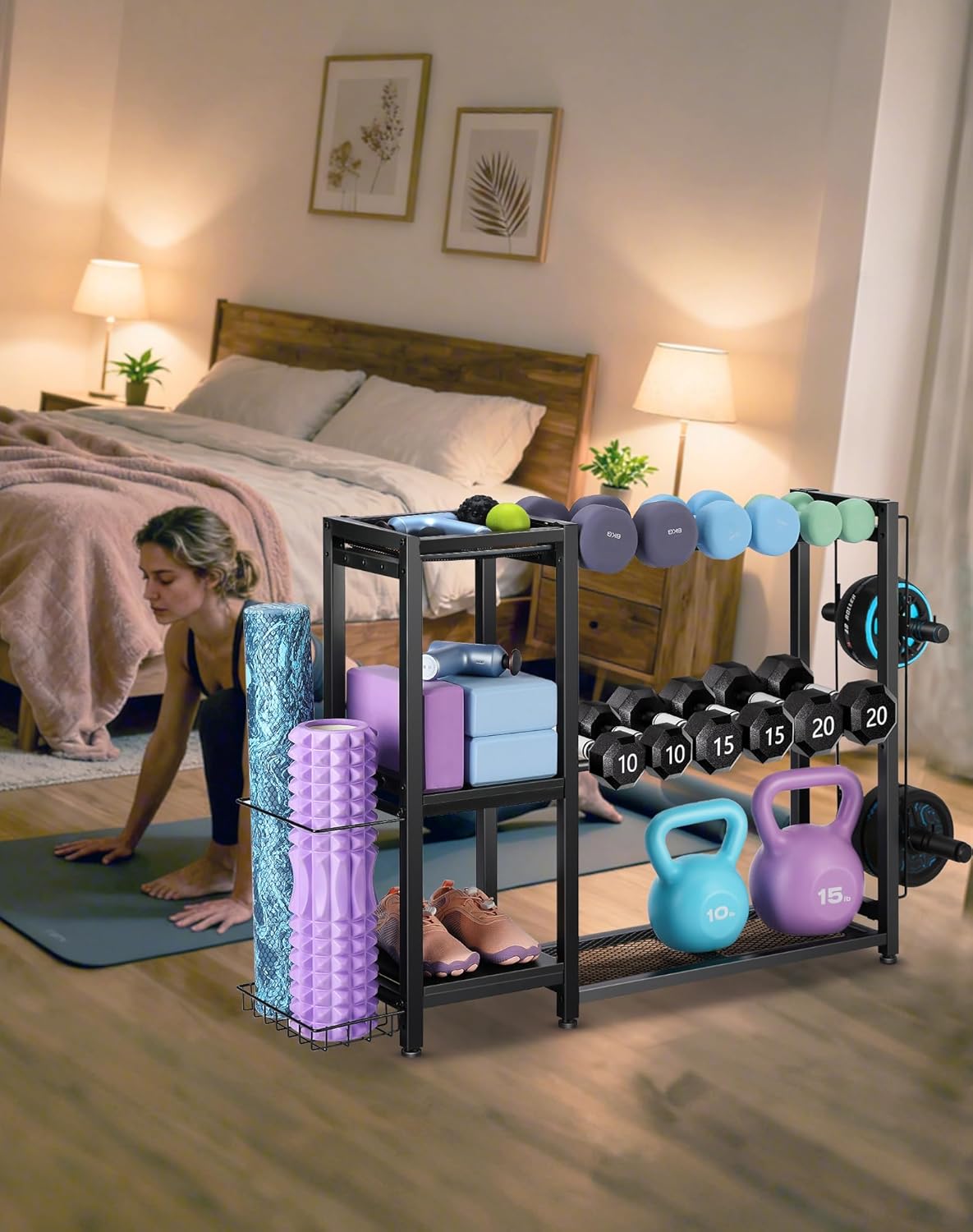 Dumbbell Rack Stand Only - Adjustable Weight Rack for Home Gym, Heavy-Duty Weight Stand for Dumbbells Kettlebells