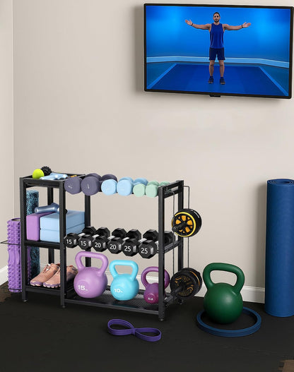 Dumbbell Rack Stand Only - Adjustable Weight Rack for Home Gym, Heavy-Duty Weight Stand for Dumbbells Kettlebells