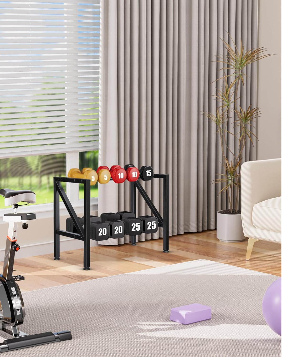 Dumbbell Rack Stand Only - Adjustable Weight Rack for Home Gym, Heavy-Duty Weight Stand for Dumbbells Kettlebells