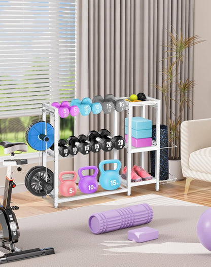 Dumbbell Rack Stand Only - Adjustable Weight Rack for Home Gym, Heavy-Duty Weight Stand for Dumbbells Kettlebells