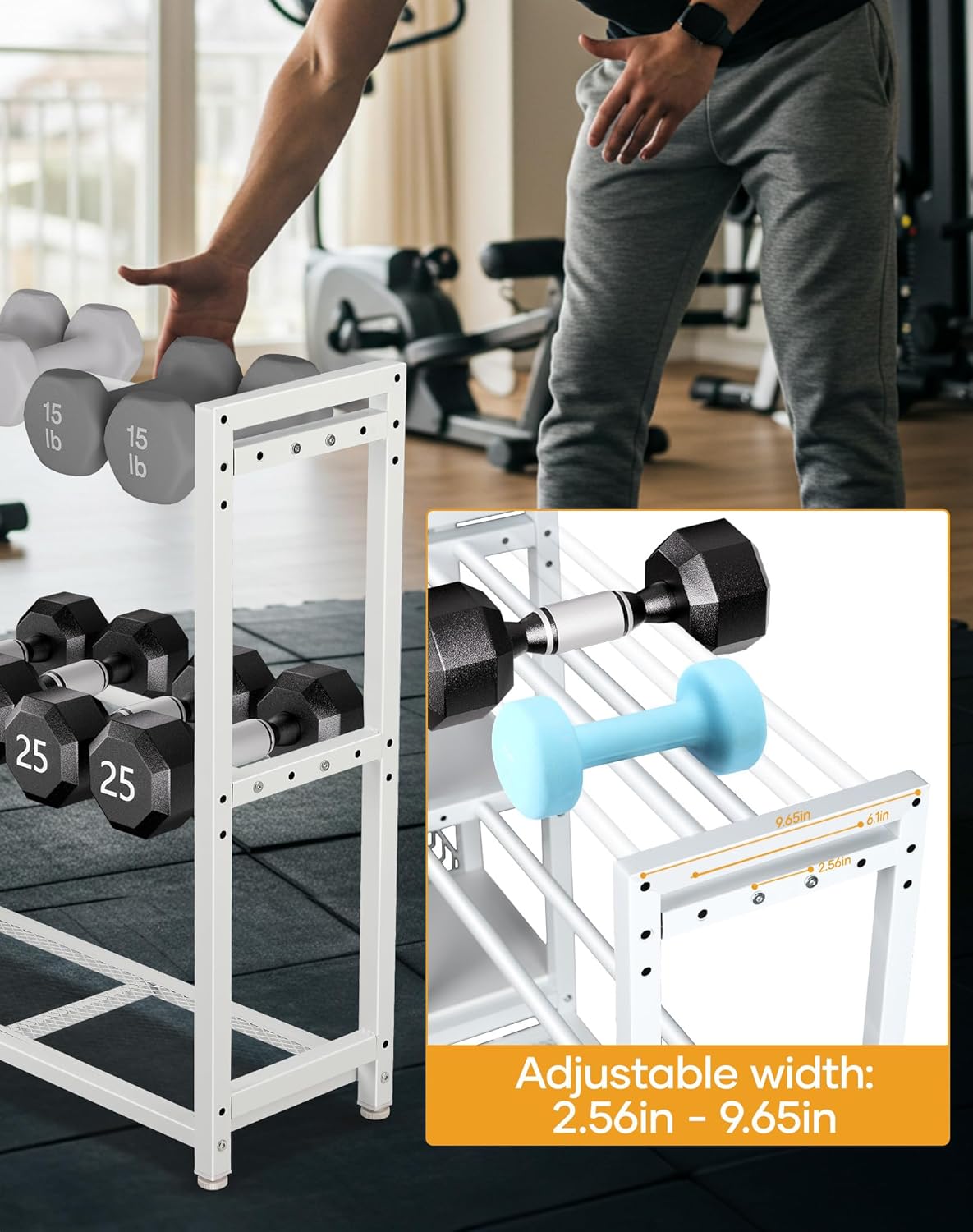 Dumbbell Rack Stand Only - Adjustable Weight Rack for Home Gym, Heavy-Duty Weight Stand for Dumbbells Kettlebells