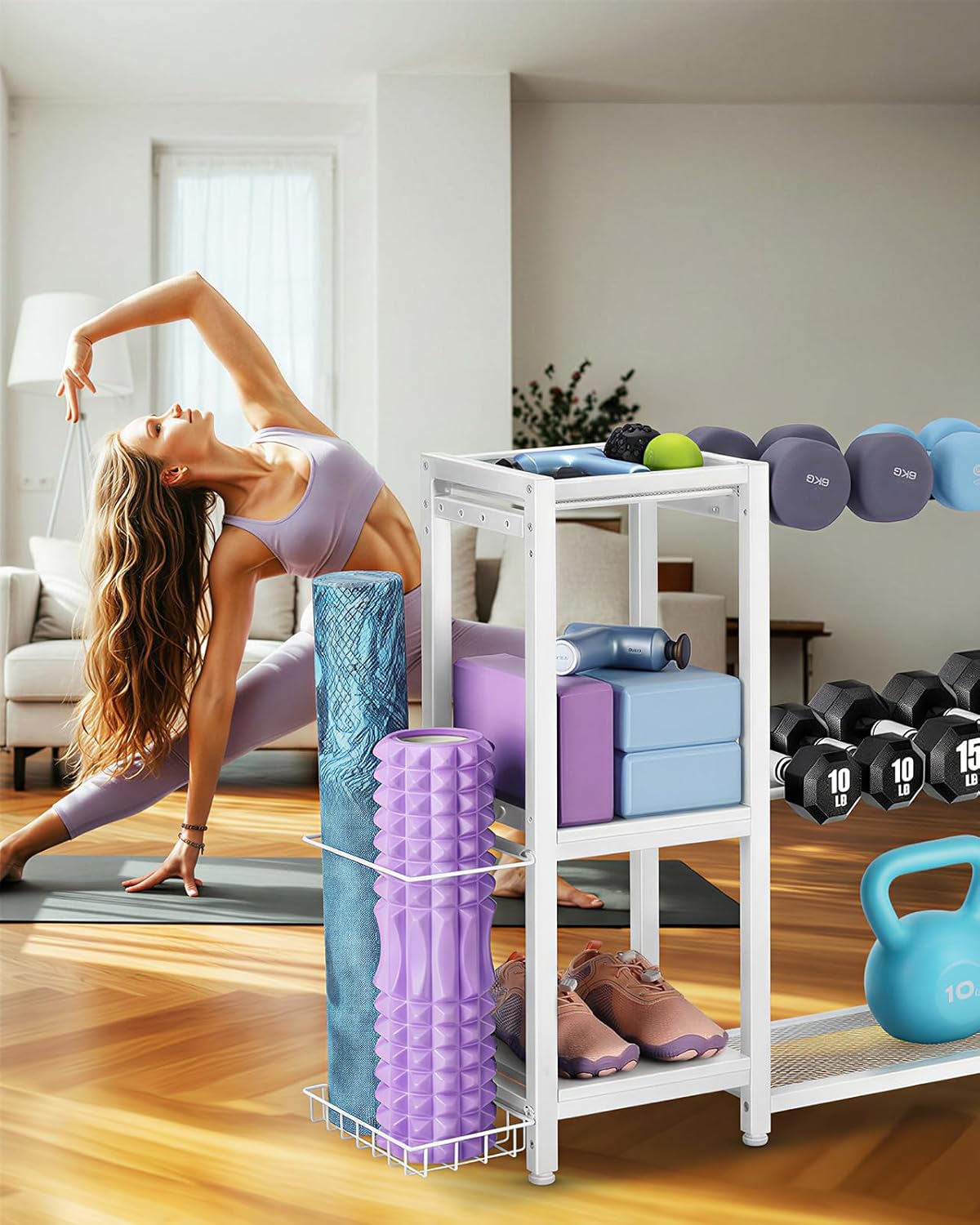 Dumbbell Rack Stand Only - Adjustable Weight Rack for Home Gym, Heavy-Duty Weight Stand for Dumbbells Kettlebells