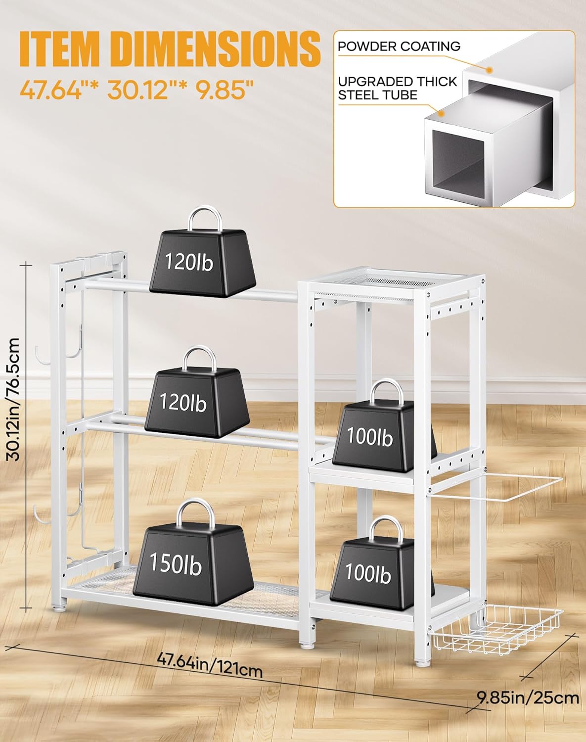 Dumbbell Rack Stand Only - Adjustable Weight Rack for Home Gym, Heavy-Duty Weight Stand for Dumbbells Kettlebells