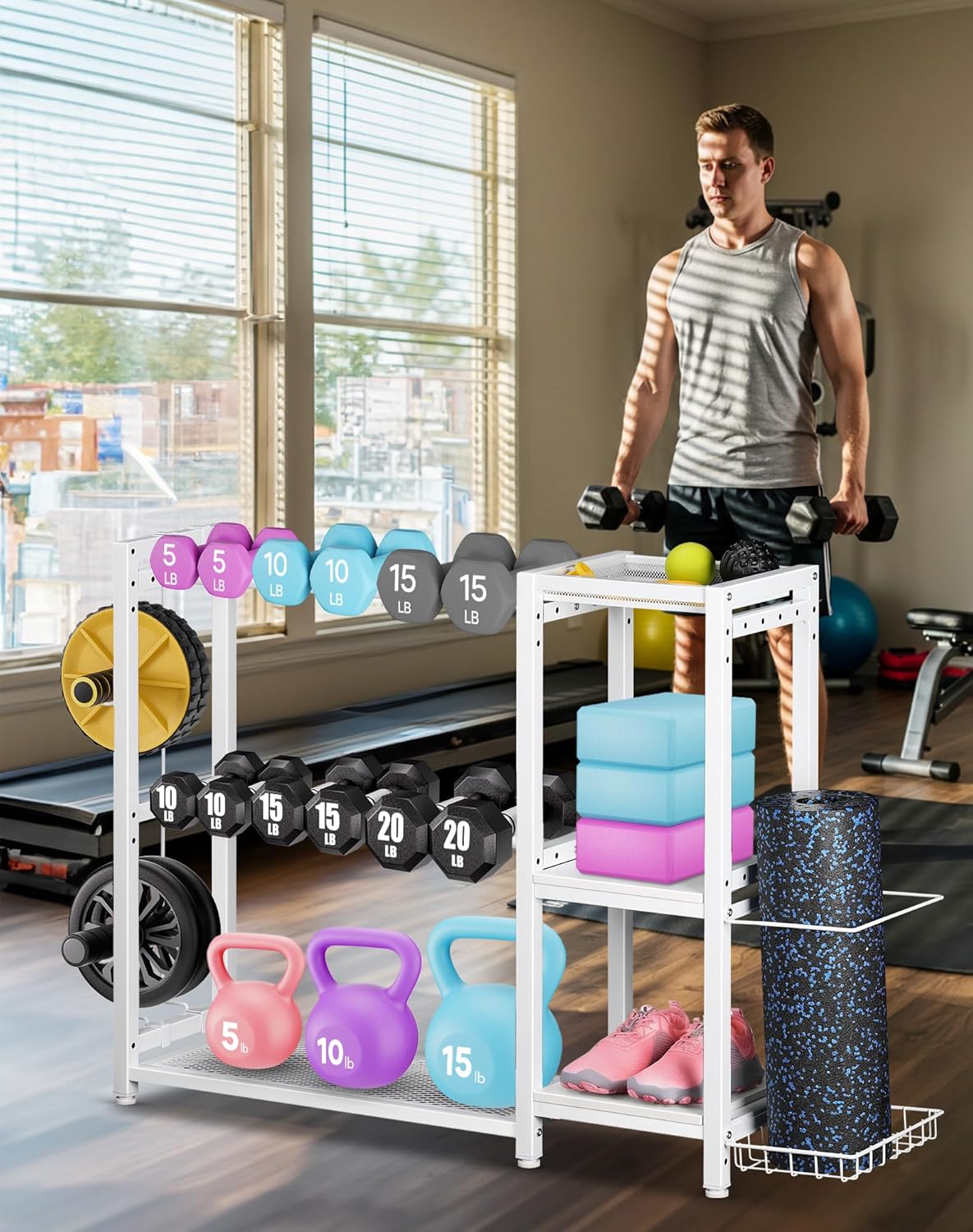 Dumbbell Rack Stand Only - Adjustable Weight Rack for Home Gym, Heavy-Duty Weight Stand for Dumbbells Kettlebells