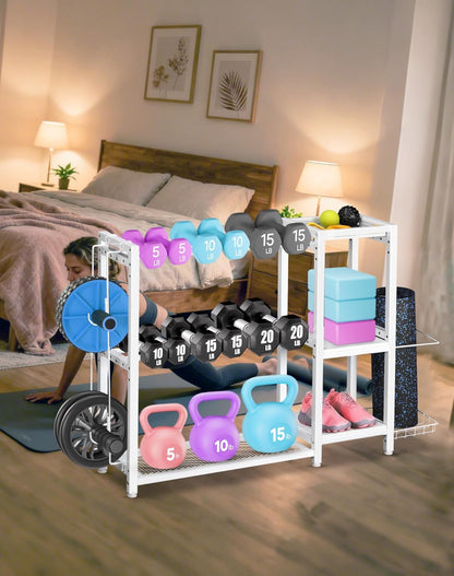 Dumbbell Rack Stand Only - Adjustable Weight Rack for Home Gym, Heavy-Duty Weight Stand for Dumbbells Kettlebells