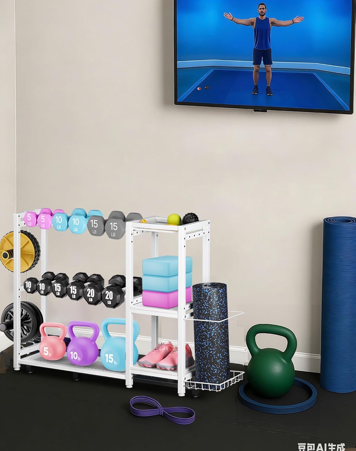 Dumbbell Rack Stand Only - Adjustable Weight Rack for Home Gym, Heavy-Duty Weight Stand for Dumbbells Kettlebells