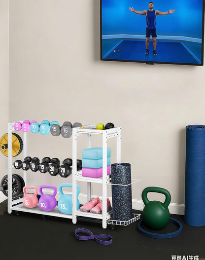Dumbbell Rack Stand Only - Adjustable Weight Rack for Home Gym, Heavy-Duty Weight Stand for Dumbbells Kettlebells