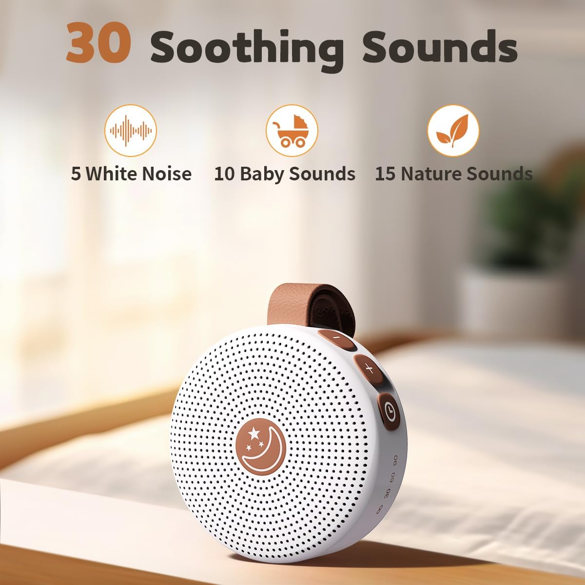 Mini Portable Sound White Noise Machine Baby Patter for Sleep with 30 Soothing Sounds for Baby Kids Adults 32 Volume Levels Sleep Soother Auto-Off Timer for Travel Home Office Privacy