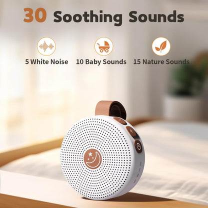 Mini Portable Sound White Noise Machine Baby Patter for Sleep with 30 Soothing Sounds for Baby Kids Adults 32 Volume Levels Sleep Soother Auto-Off Timer for Travel Home Office Privacy