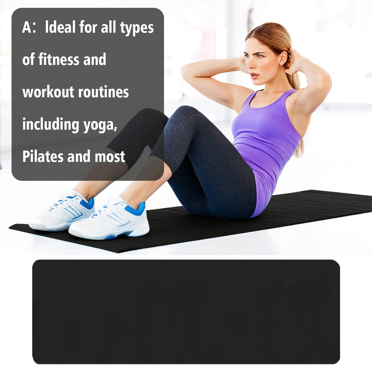 Yoga Mat with Strap 5mm Thick Non Slip Anti-Tear High Density Exercise Mat with Carrying Strap Hot Yoga Mat for Fitness, Home Yoga, Gym, Stretching, Workouts, Floor, Pilates