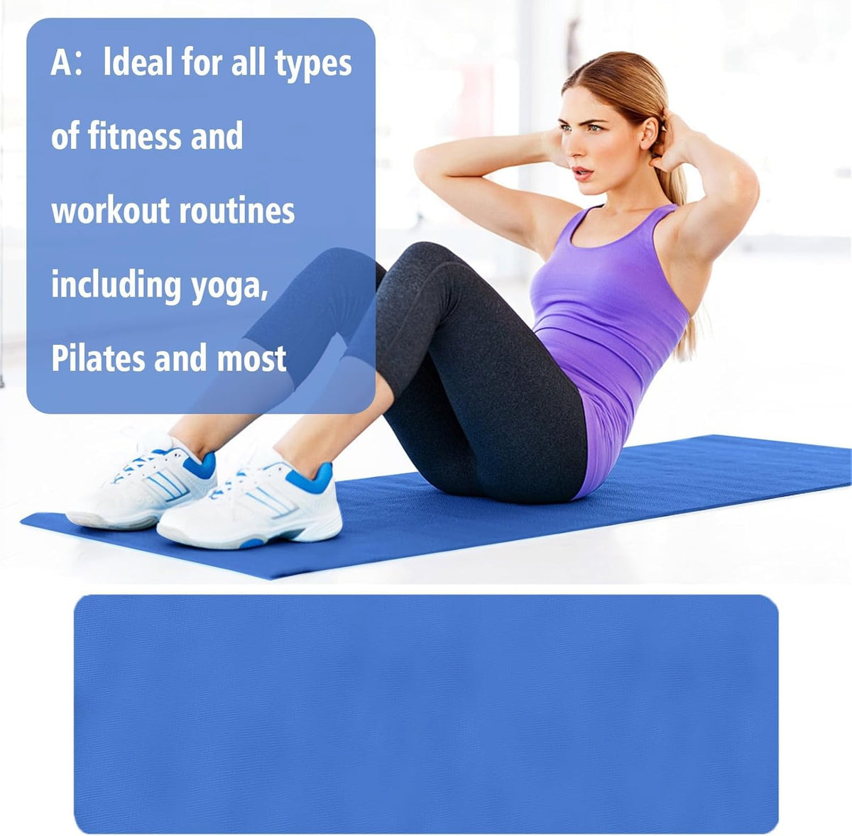 Yoga Mat with Strap 5mm Thick Non Slip Anti-Tear High Density Exercise Mat with Carrying Strap Hot Yoga Mat for Fitness, Home Yoga, Gym, Stretching, Workouts, Floor, Pilates